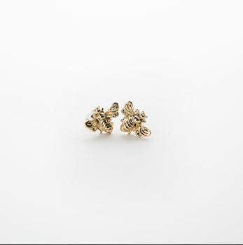 Womens 18k Gold Honey Bee Studs