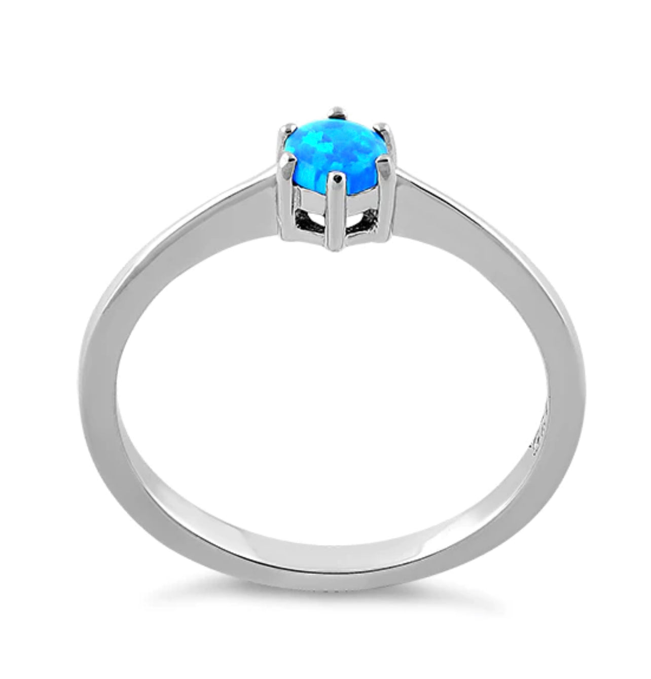 Dainty Blue Lab Opal Sterling Silver Ring