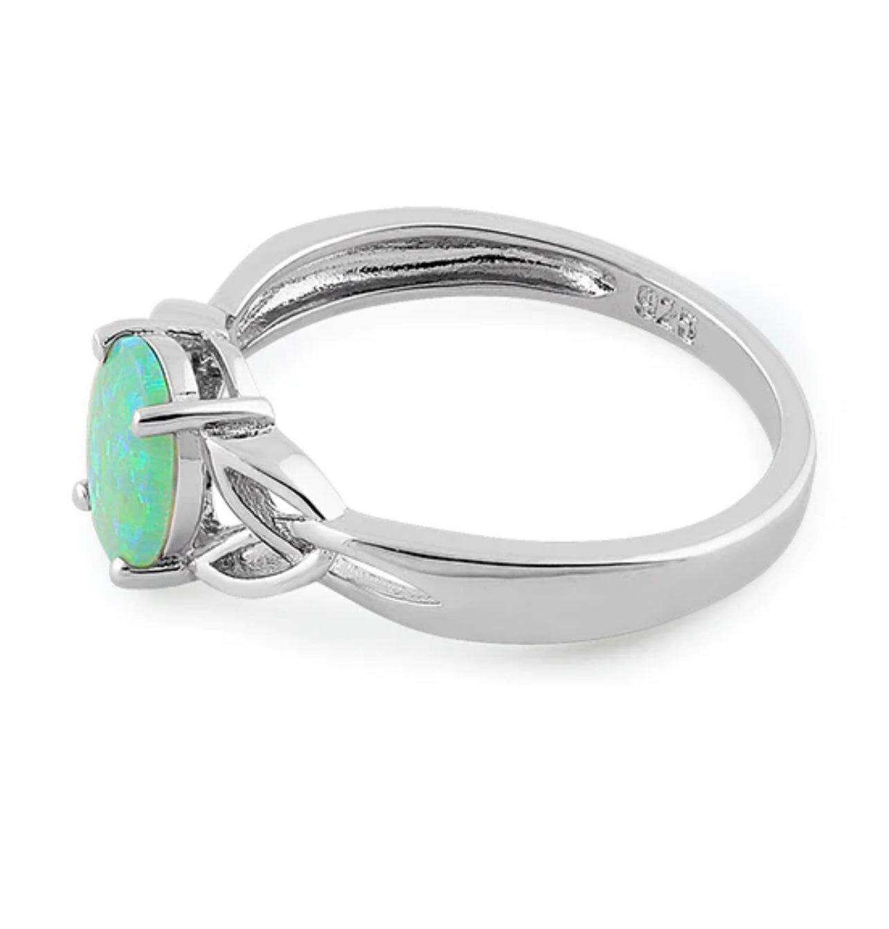 Green Lab Opal Celtic Sterling Silver Ring