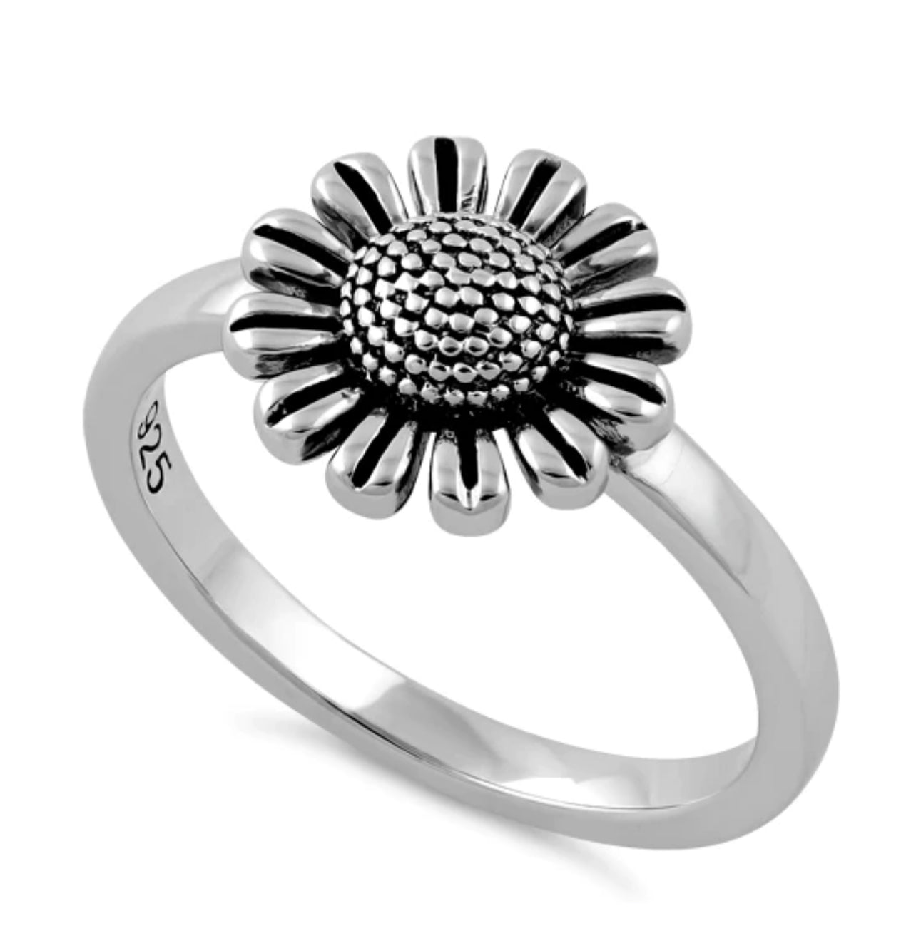 925 Sterling Silver Sunflower Ring