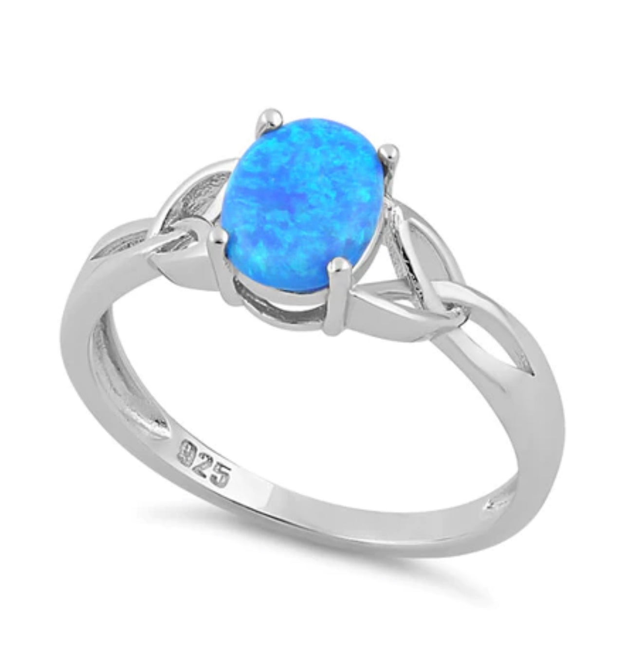 Blue Lab Opal Celtic Sterling Silver Ring