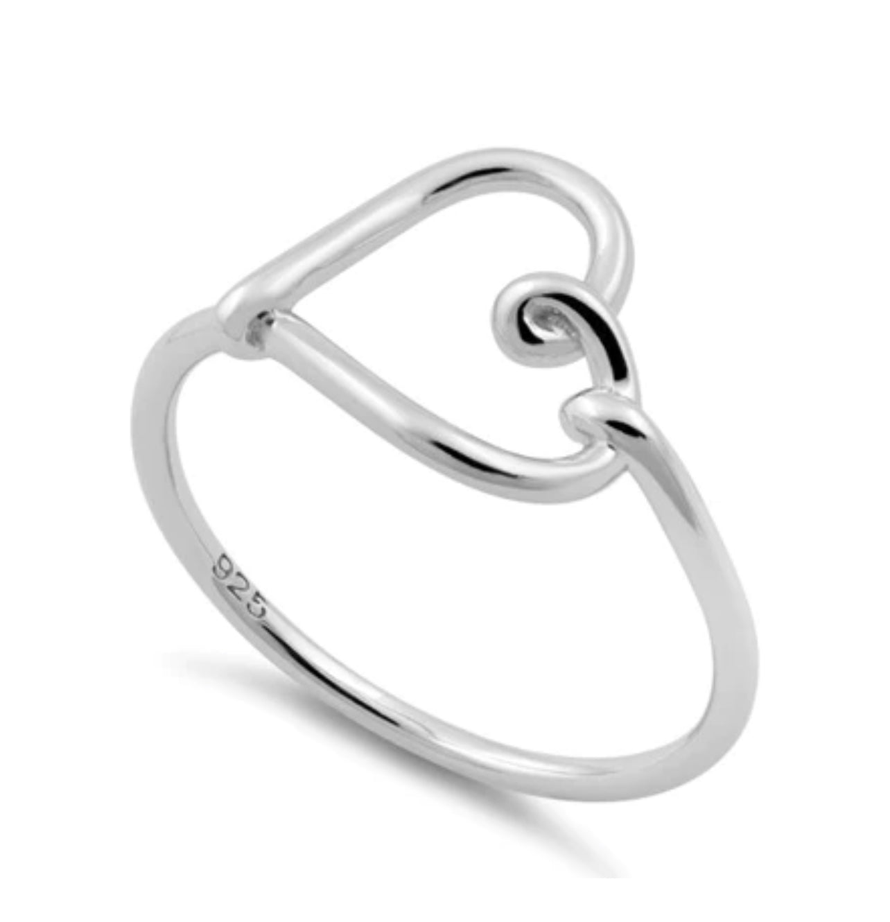 925 Sterling Silver Heart Knot Ring