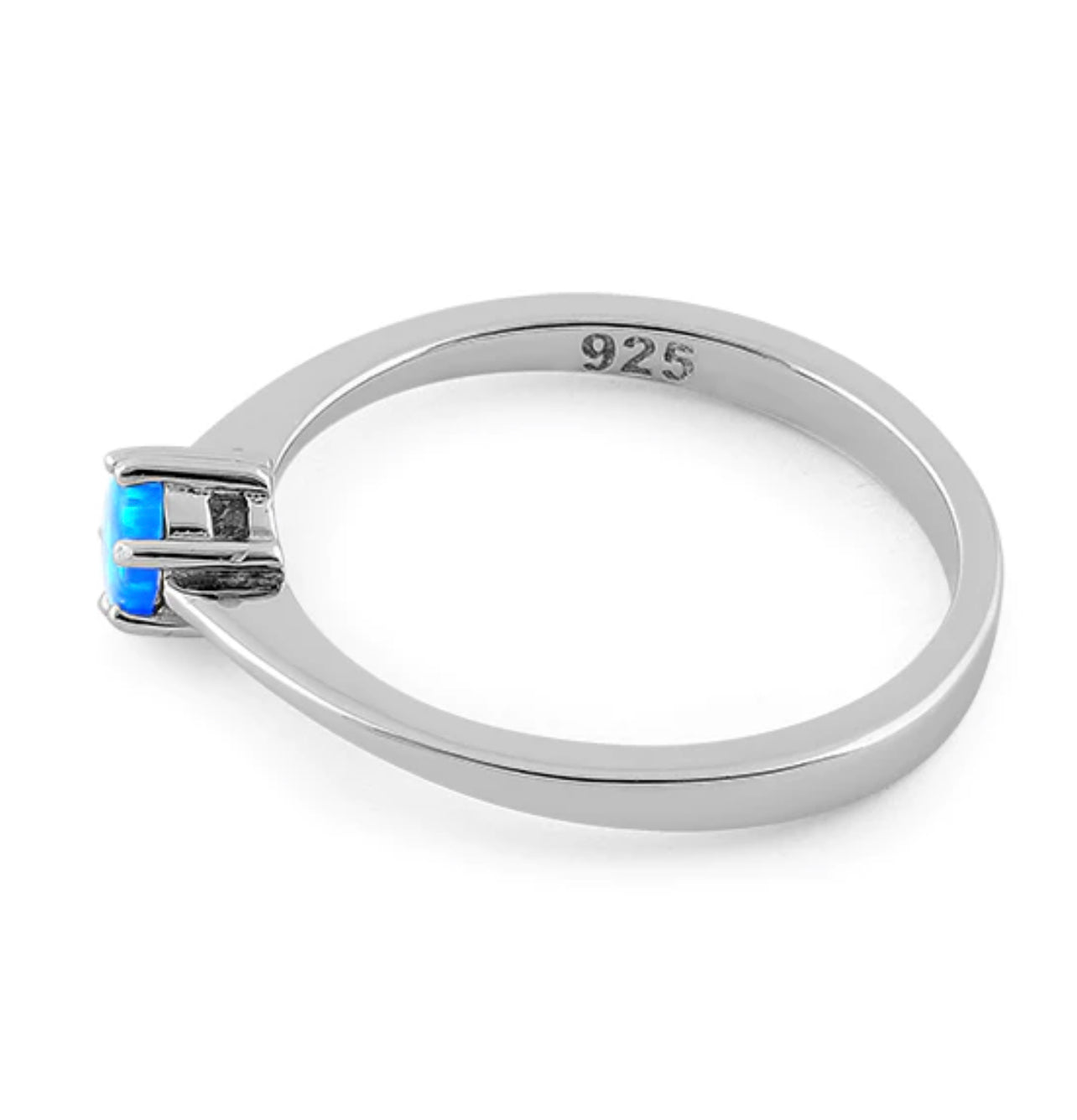 Dainty Blue Lab Opal Sterling Silver Ring