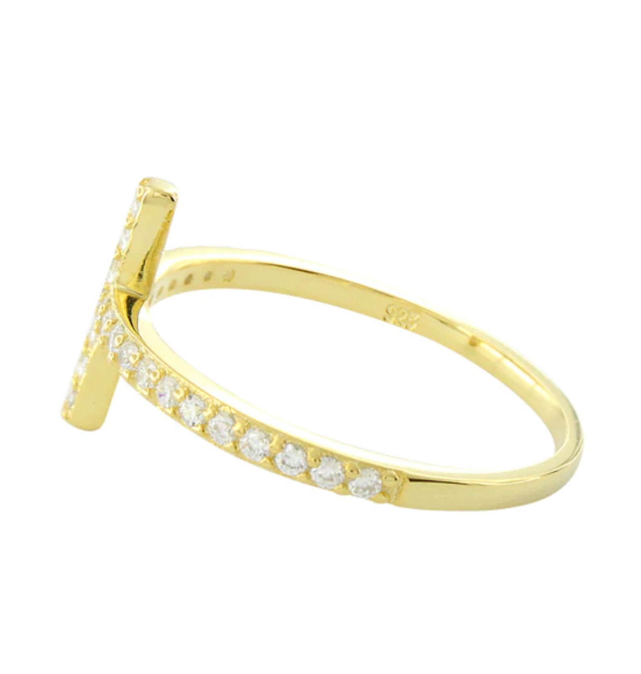 14K Gold Cross Ring With CZ Diamonds