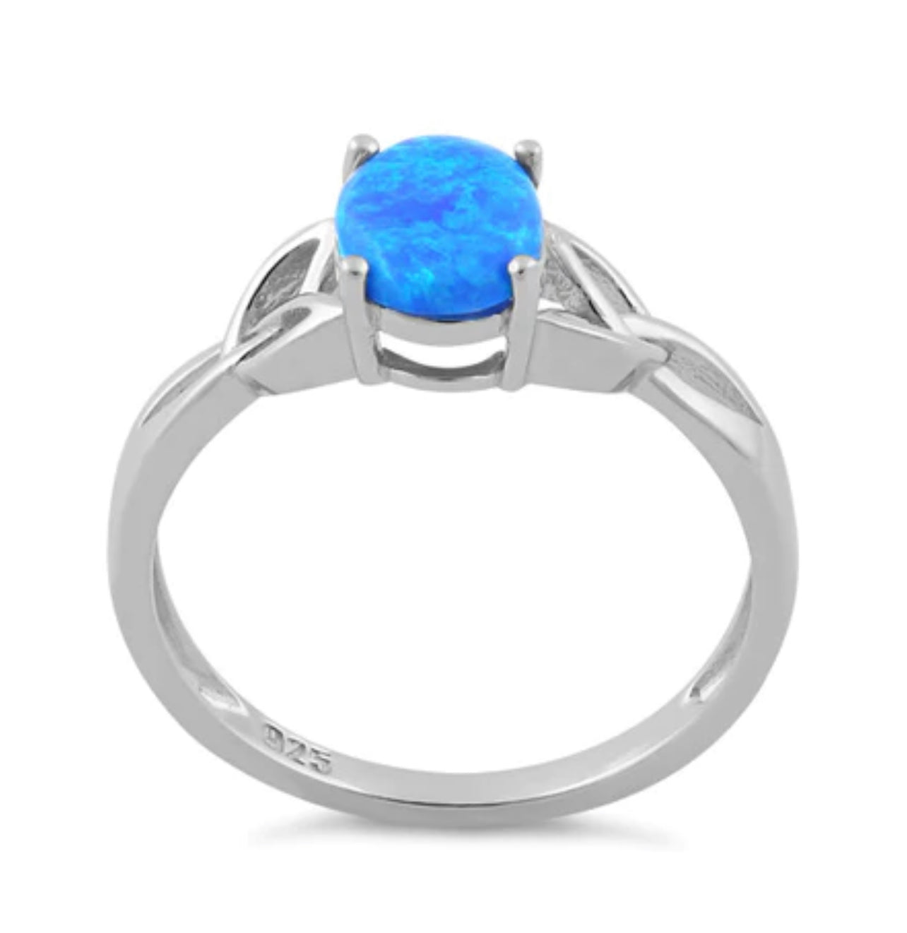 Blue Lab Opal Celtic Sterling Silver Ring