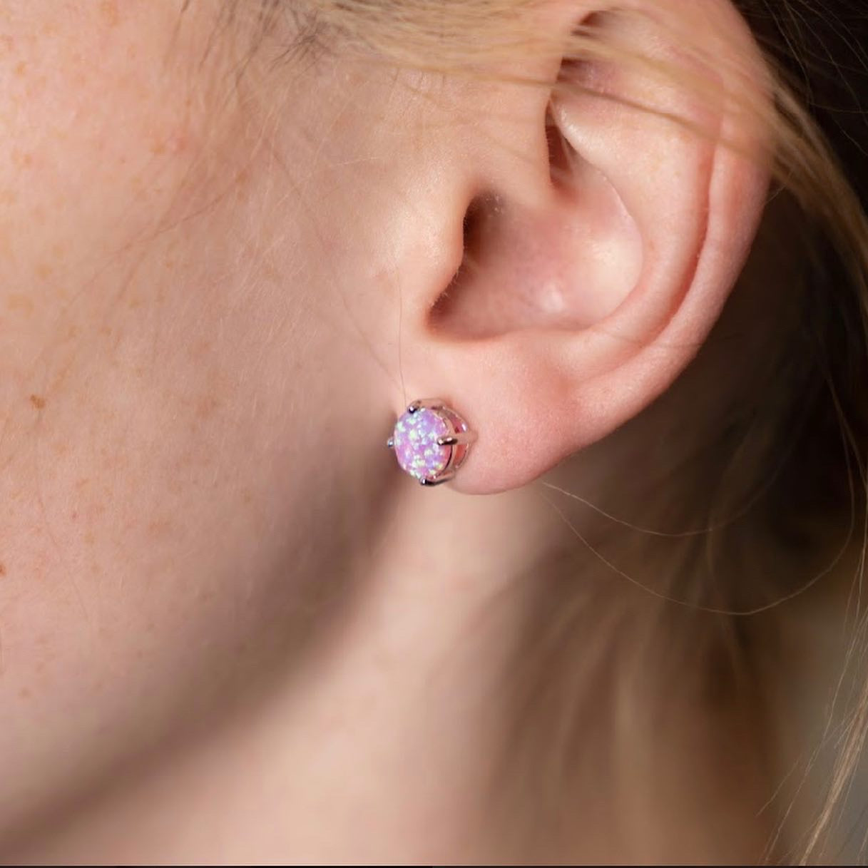 Womens Opal Stud Earrings