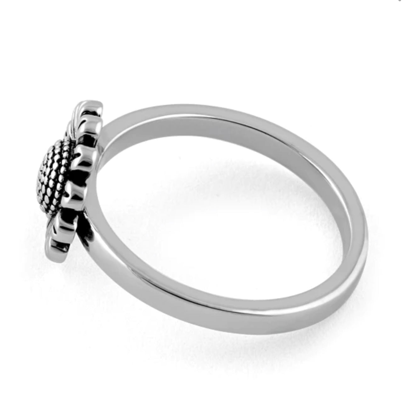 925 Sterling Silver Sunflower Ring