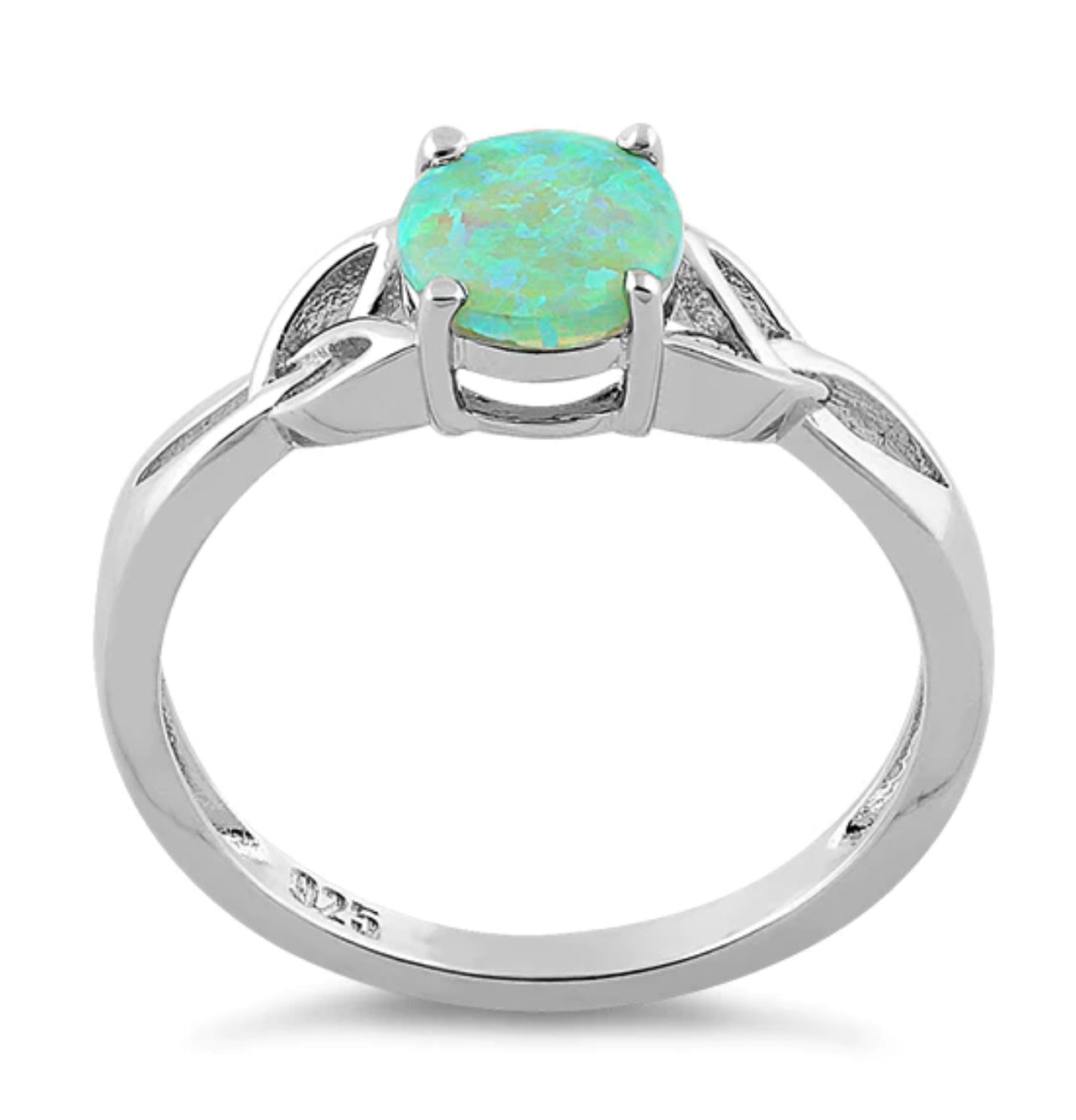 Green Lab Opal Celtic Sterling Silver Ring