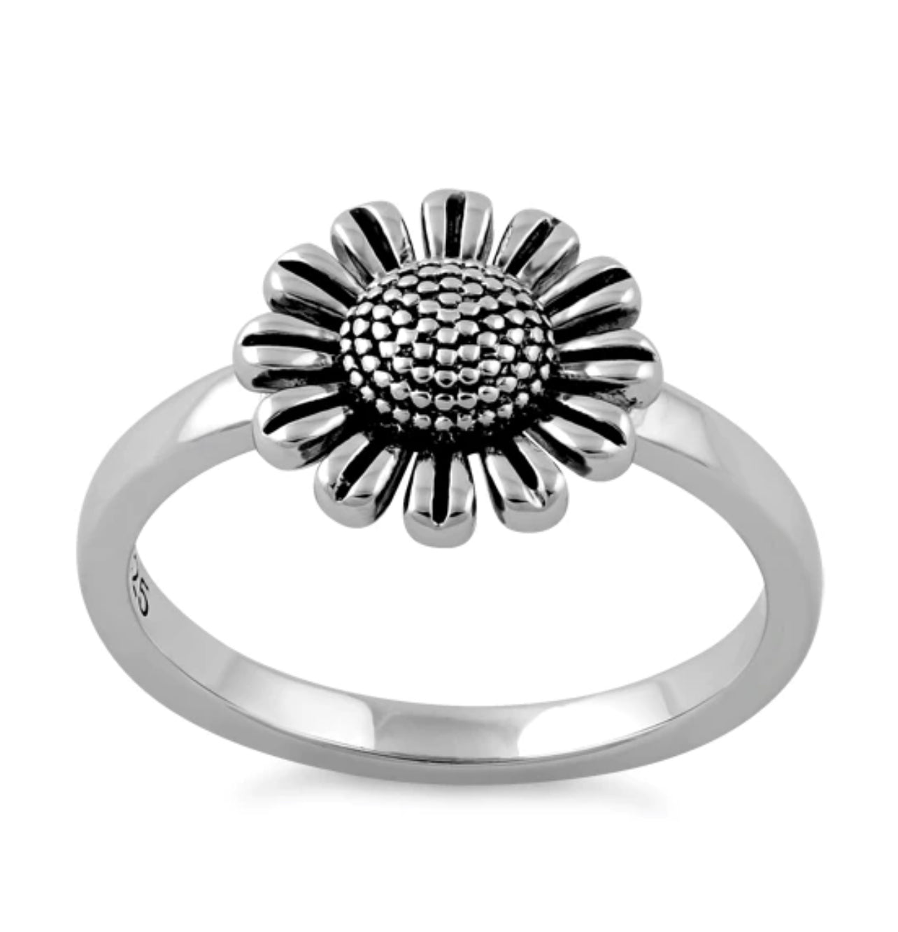 925 Sterling Silver Sunflower Ring