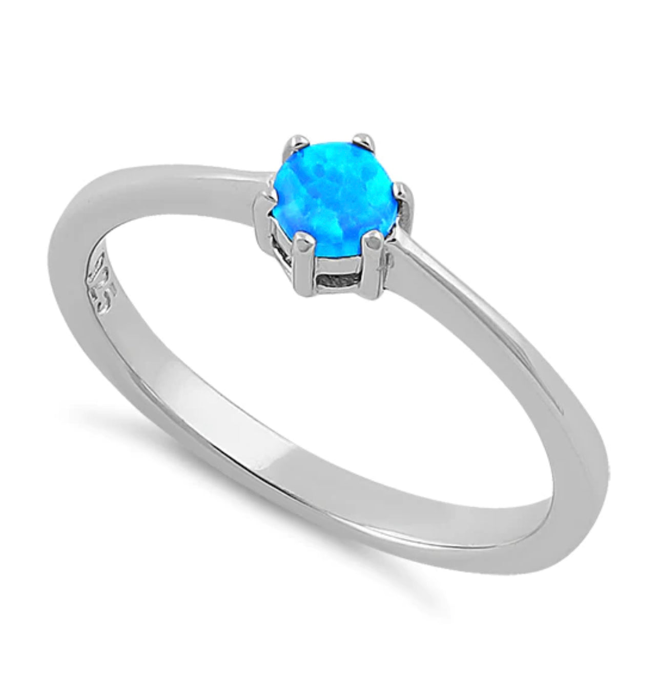 Dainty Blue Lab Opal Sterling Silver Ring