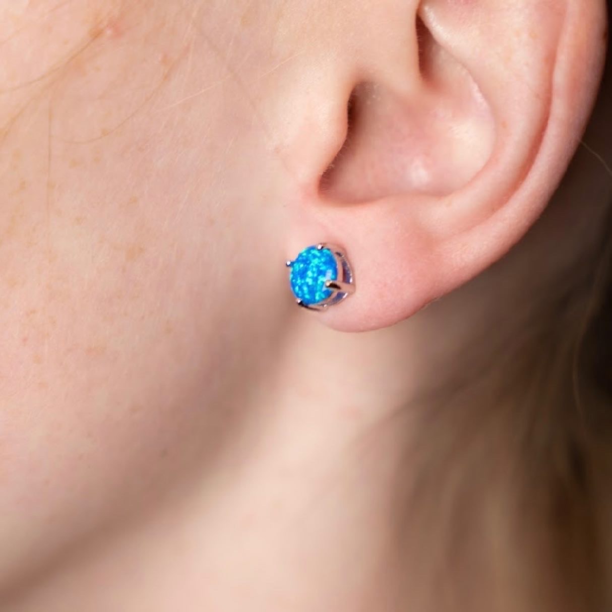 Womens Opal Stud Earrings