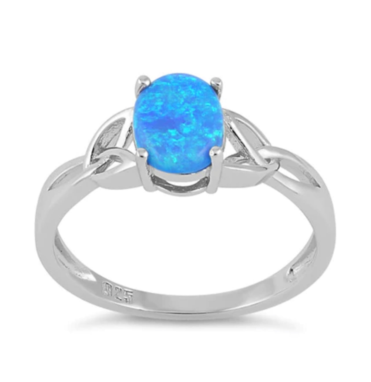 Blue Lab Opal Celtic Sterling Silver Ring