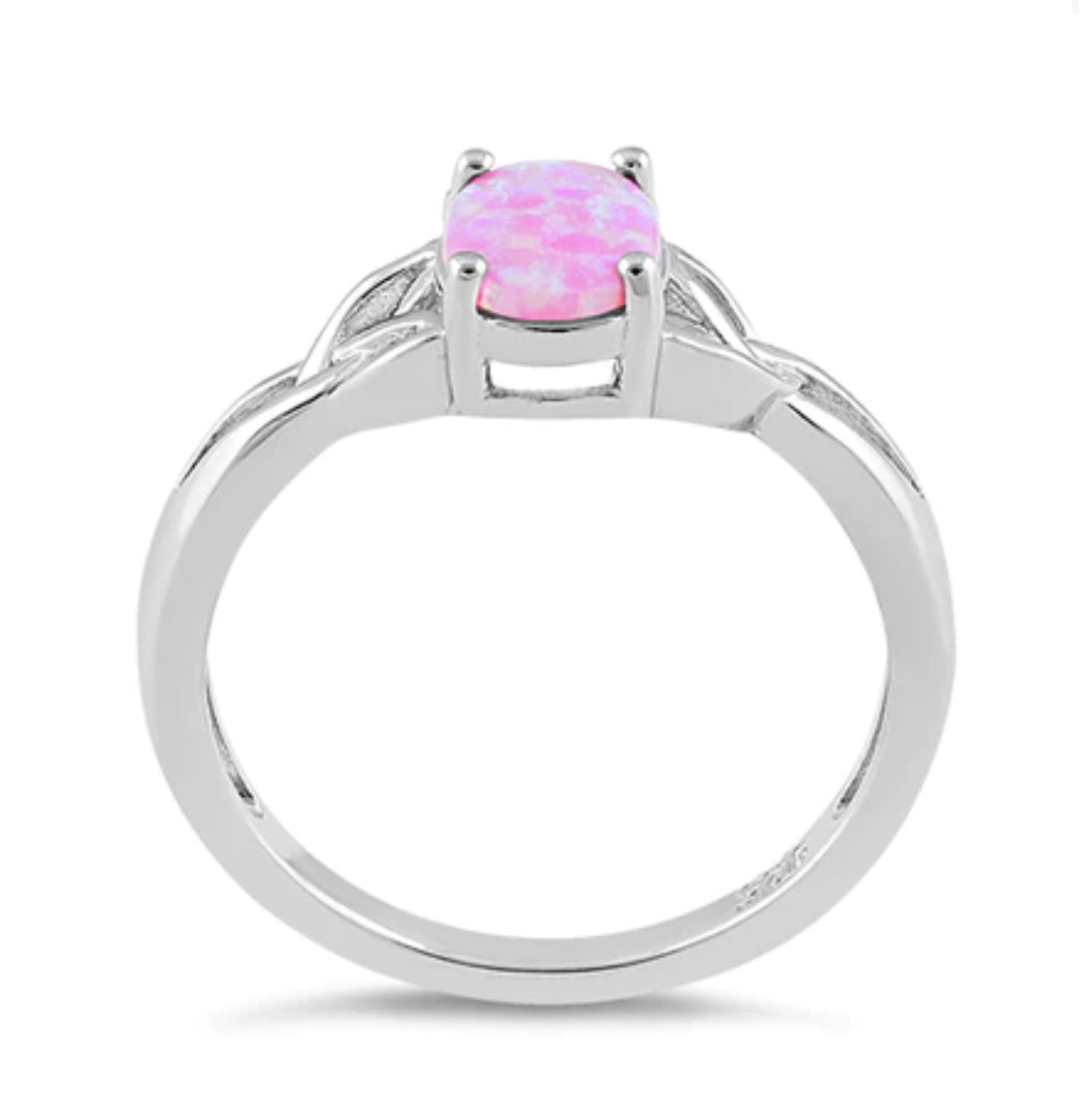 Pink Lab Opal Celtic Sterling Silver Ring