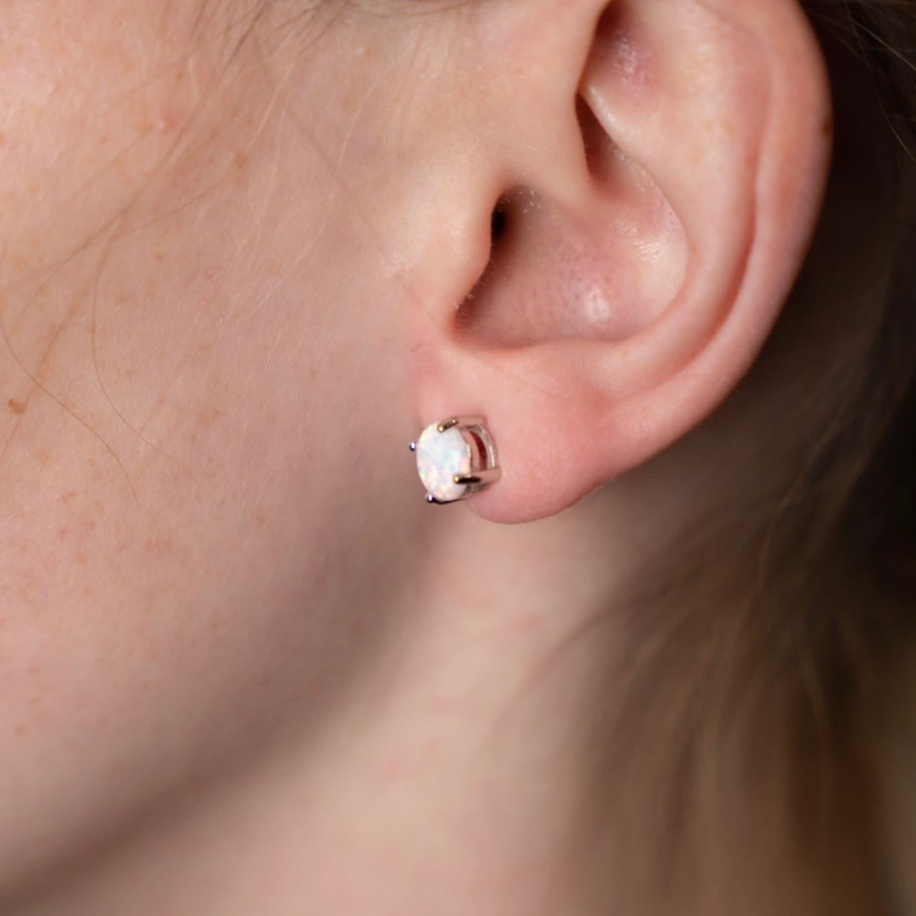 Womens Opal Stud Earrings