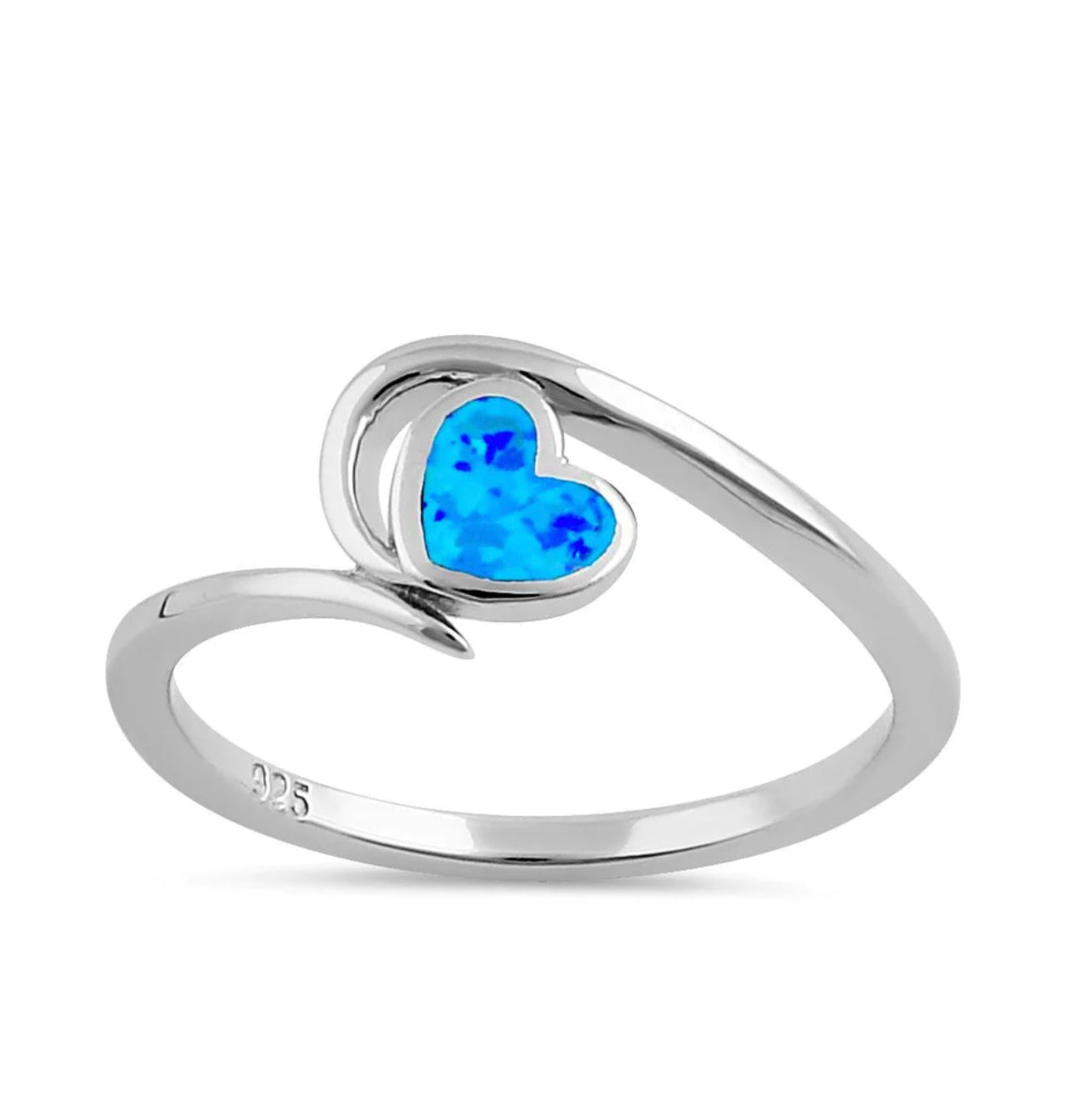 Blue Lab Opal Heart Ring