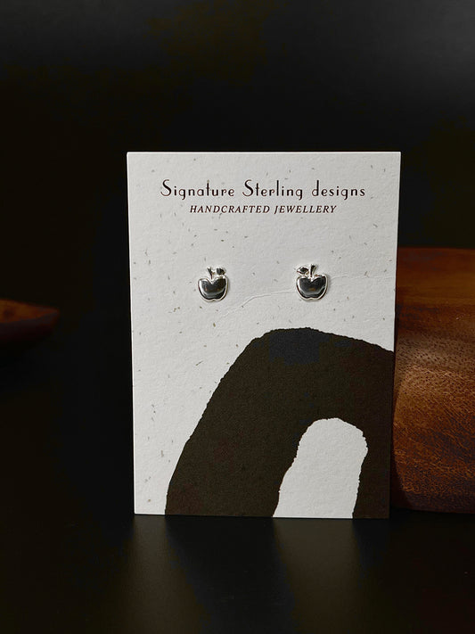 Sterling Silver Apple Stud Earrings