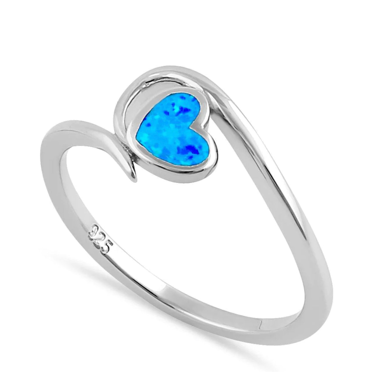 Blue Lab Opal Heart Ring