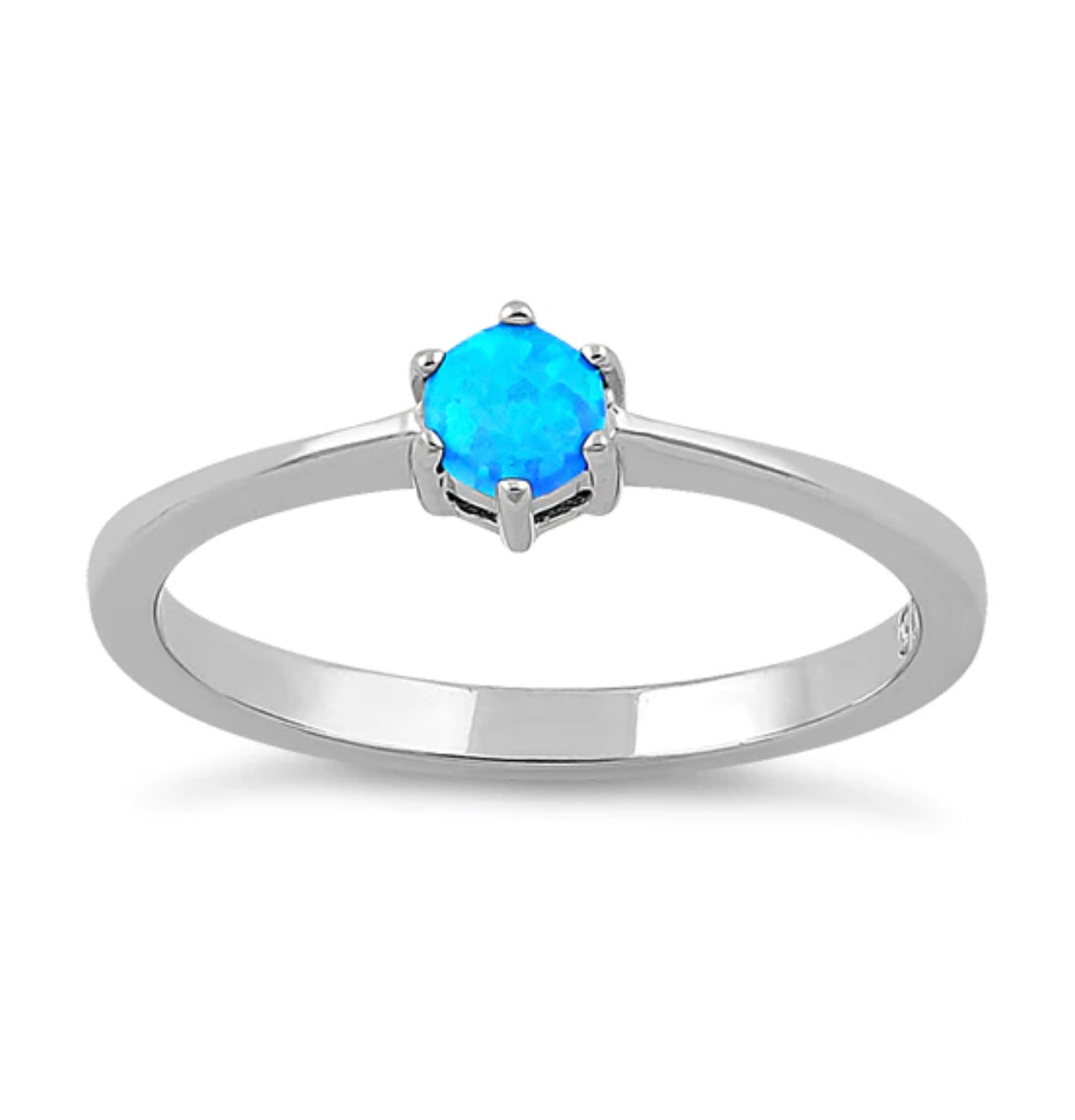 Dainty Blue Lab Opal Sterling Silver Ring