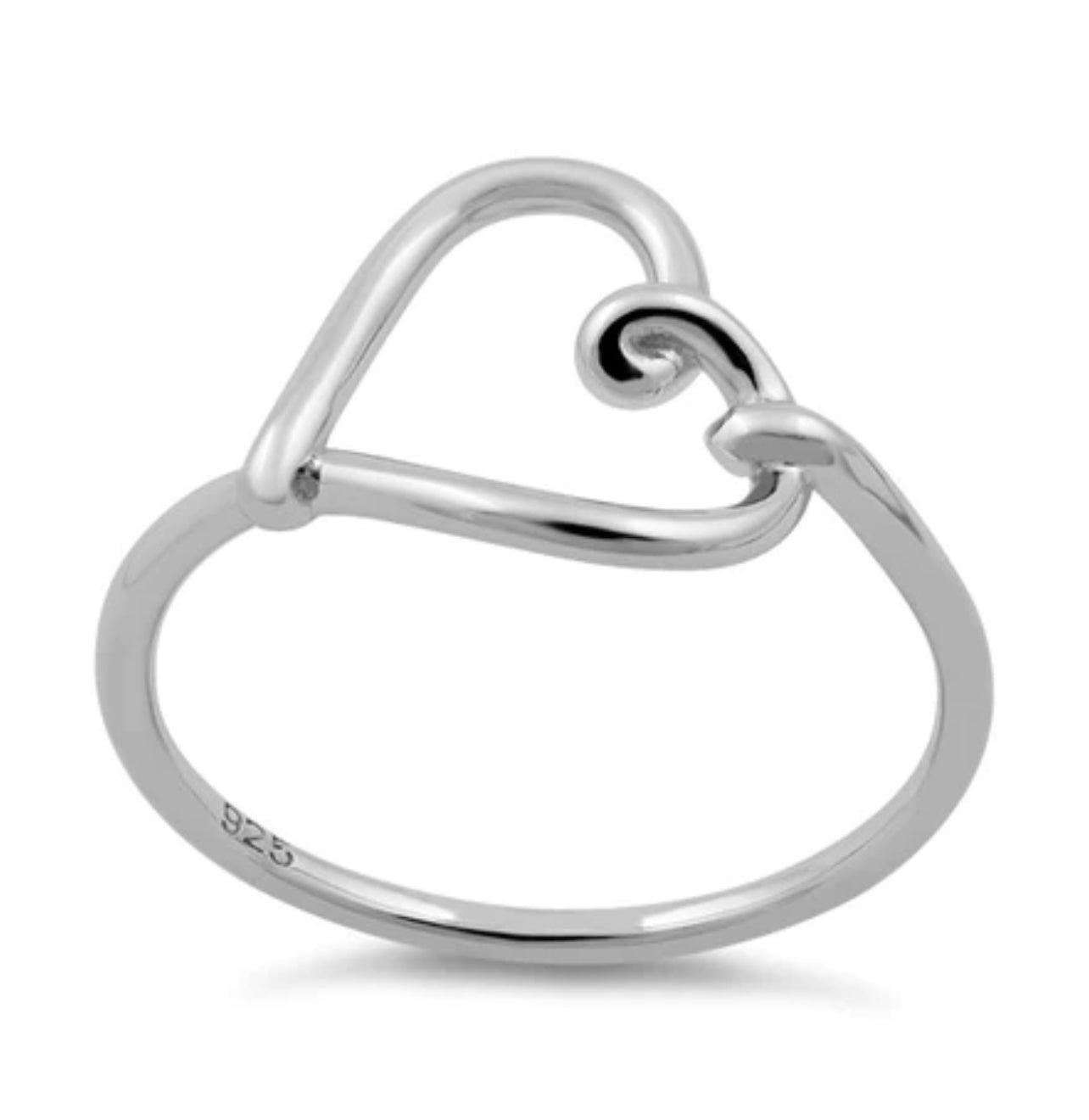 925 Sterling Silver Heart Knot Ring