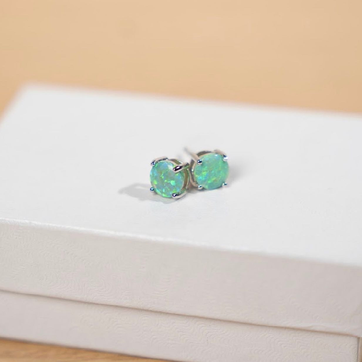 Womens Opal Stud Earrings