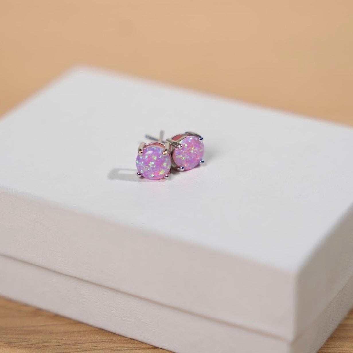 Womens Opal Stud Earrings