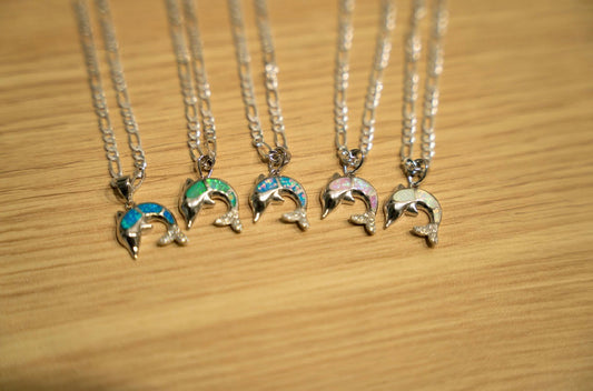 Womens Opal Dolphin Pendant