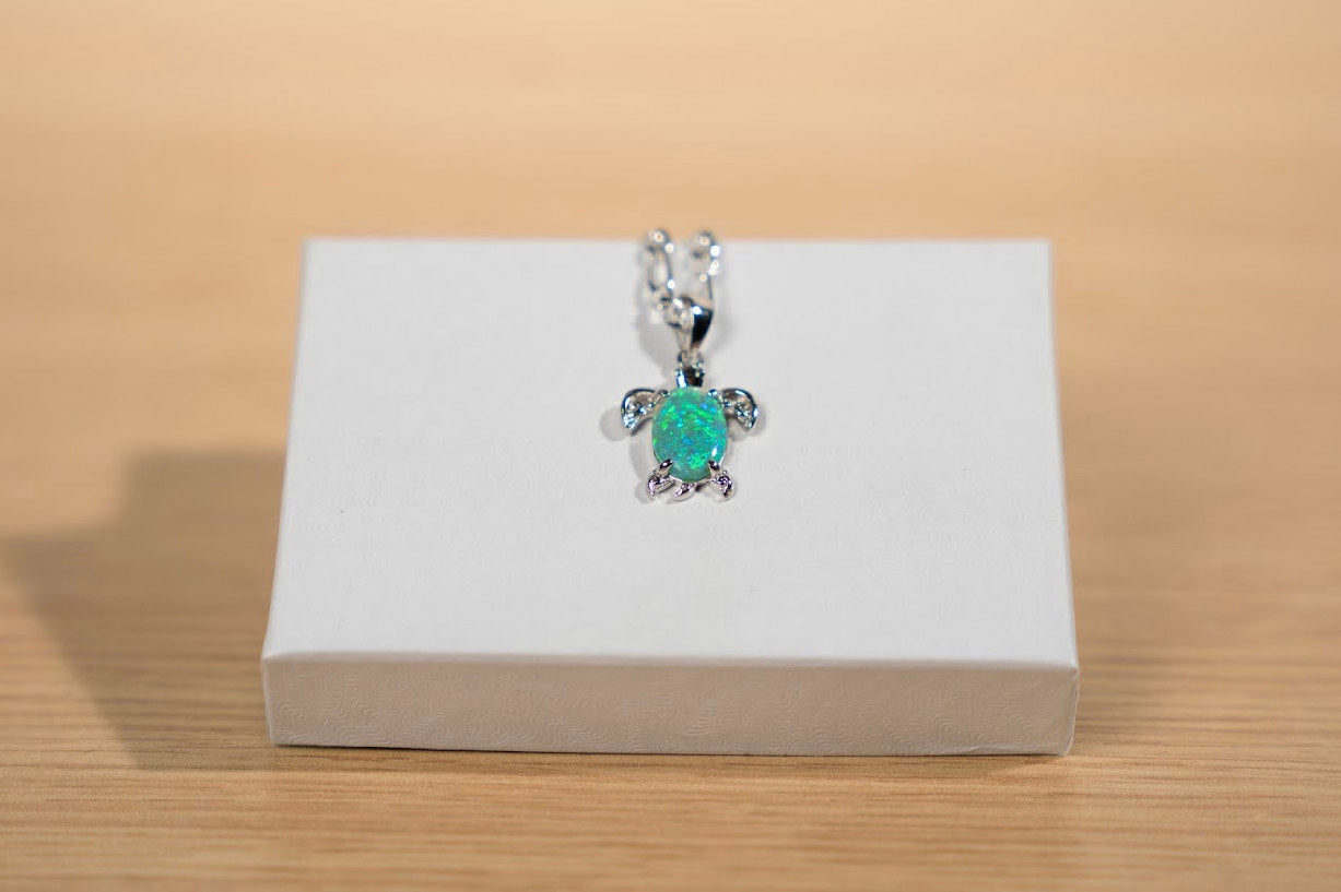 Womens Opal Turtle Pendant