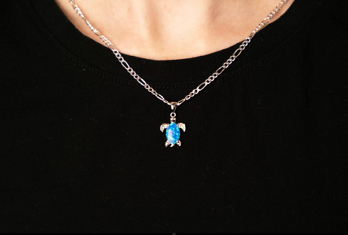 Womens Opal Turtle Pendant