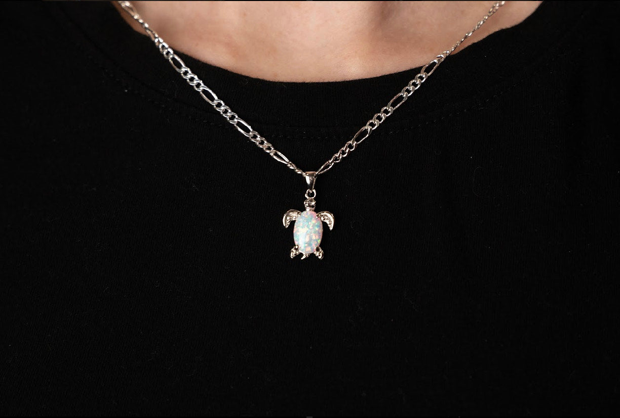 Womens Opal Turtle Pendant