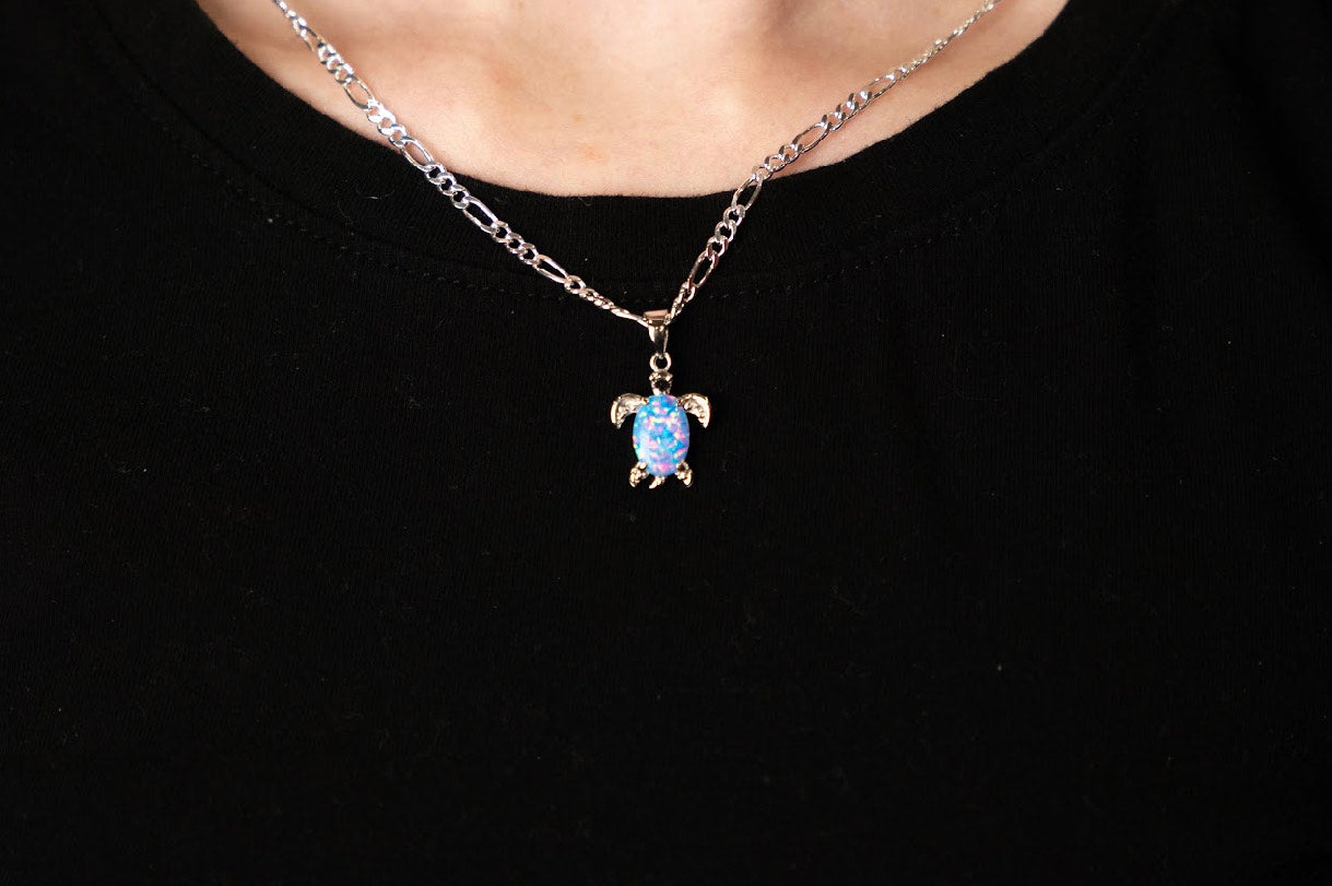 Womens Opal Turtle Pendant